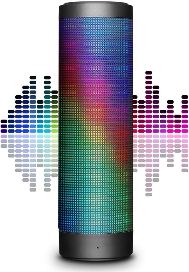 Portable Wireless Bluetooth Speaker, Hi-Fi 4.0 Stereo Speaker with Colorful LED Lights Built-in Mic, AUX, TF, FM Radio, Hands Free Support for iPhone, Samsung, Android Smartphone, iPad, Laptop