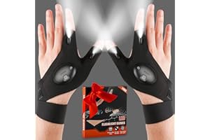 NESSTU Gifts for Men LED Flashlight Gloves: Unique Valentines Day Gifts for Him, White Elephant Gifts for Adults Men Dad Husband, Cool Gadgets Hands-Free Gloves with Lights for Camping Fishing Car Repairing