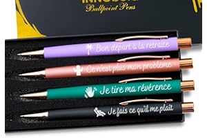 INNObeta Retirement Gifts for Women in French, Ballpoint Pen Set of 4