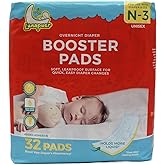Diaper Booster Pads Overnight, Stop Overnight Leaks, Diaper Inserts with Adhesive for Sensitive Skin – Fits Newborn, Size 1, 2, 3 – Diaper Liners for Baby Boys & Girls – 32 ct