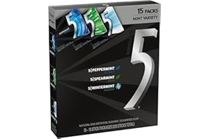 5 GUM Peppermint Cobalt, Spearmint Rain, Wintermint Ascent Sugar-Free Chewing Gum Variety Pack, 15 Packs, WRIGLEY'S 15 Stick