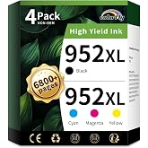 952XL Ink Cartridges Combo Pack Replacement for HP 952 XL (4-Pack, B/C/M/Y） | Work with Officejet Pro 8710 7740 8720 8702 8210 7720 8715 8730 8740 8216 Black Cyan Magenta Yellow