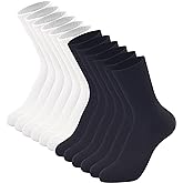 DOKUTOKU 3-12 Pack Womens Crew Socks Size 6-9 Light Weight Thin Casual Calf Socks