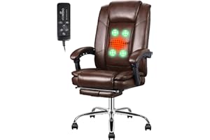 JAMEGE Ergonomic Office Chair with Heat and Massage, Massage Office Chair with Footrest, Wheels, Lumbar Support, Big and Tall Reclining Home Office Chair