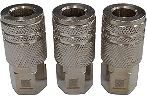 COSMOSTAR Industries Steel 1/4" CFNPT Air Coupler 3 Pieces - 1/4 Inch Flow Size and 1/4" NPT Female Thread, Industrial Type Q