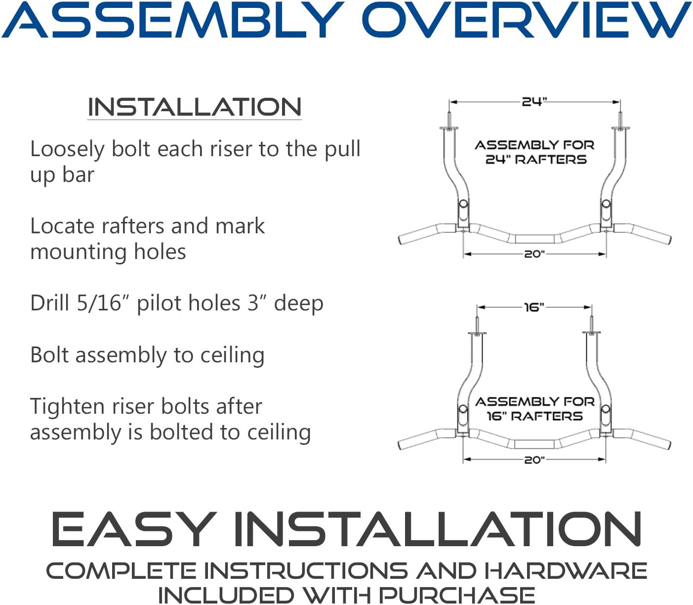 Ultimate Body Press Ceiling Mounted Pull Up Bar with Patented Reversible Risers for 16 and 24 Inch Joists : Sports & Outdoors