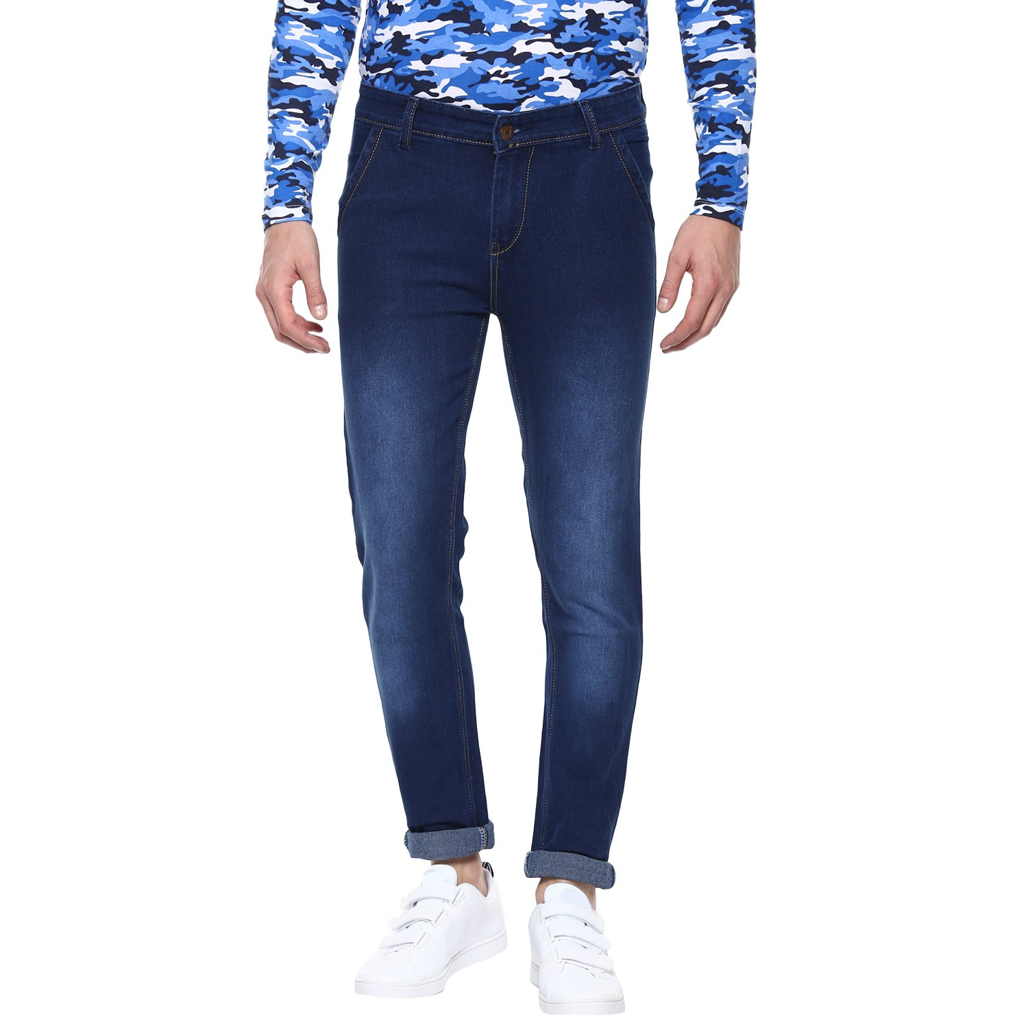 urbano fashion men's blue stretchable slim fit jeans