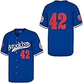 Men's 42 Black Legend Baseball Jerseys Button Down Jersey 90s Hip Hop Short Sleeves Stitched