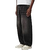 Kodaruber Men Grunge Jeans Vintage Baggy Wide Leg Hip Hop Skater Denim Pants Fashion Casual Loose Fit Trousers Streetwear