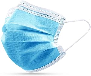 Lxhg 3-ply Disposable Balaclavas With Elastic Ear Loops - Balaclavas 50 Pcs - Soft & Comfortable Filter Safety Mask for Dust Protection - Protective Blue, 1count