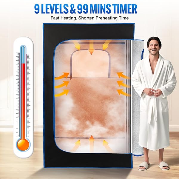 X-VCAK UPGRADED PORTABLE SAUNA OF RELAXATION, DETOXIFICATION, STEAM SAUNA FOR HOME WITH STEAMER, PAIRS REMOTE CONTROL, FOLDING CHAIR, 9 LEVELS, 2.6’ X 2.6’ X 5.9’