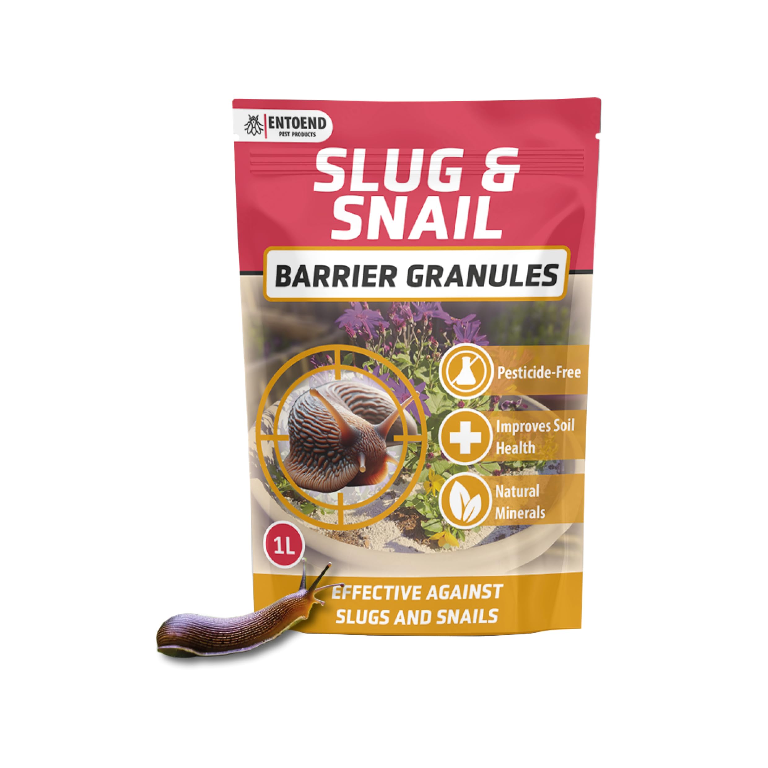 ENTOEND Slug and Snail Powder | Diatomaceous Earth Based Granules in a Resealable Pouch | Physical Deterrent and Repellent for Slugs | Pet and Hedgehog Friendly Alternative to Pellets