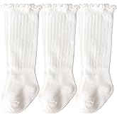 AQOKKA Baby Knee High Socks Kids Tube Long Boot Cotton Knit Stocking Infant Toddler Dress Socks for Boy Girl