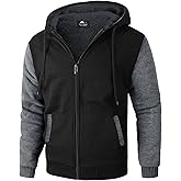 SWISSWELL Men Zip Up Hoodies Sherpa Lined Jacket Heavyweight Fleece Sweatshirt Winter Warm Hooded Coat