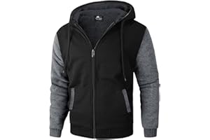 SWISSWELL Men Zip Up Hoodies Sherpa Lined Jacket Heavyweight Fleece Sweatshirt Winter Warm Hooded Coat