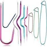 WILLBOND 9 Pcs Cable Stitch Holders Aluminum Knitting Needles | Mixed Color Aluminum, Bent Needles for Yarn Sewing, Cable Knitting Sweater Tool, Safety Pin Style, Weaving Accessory Set