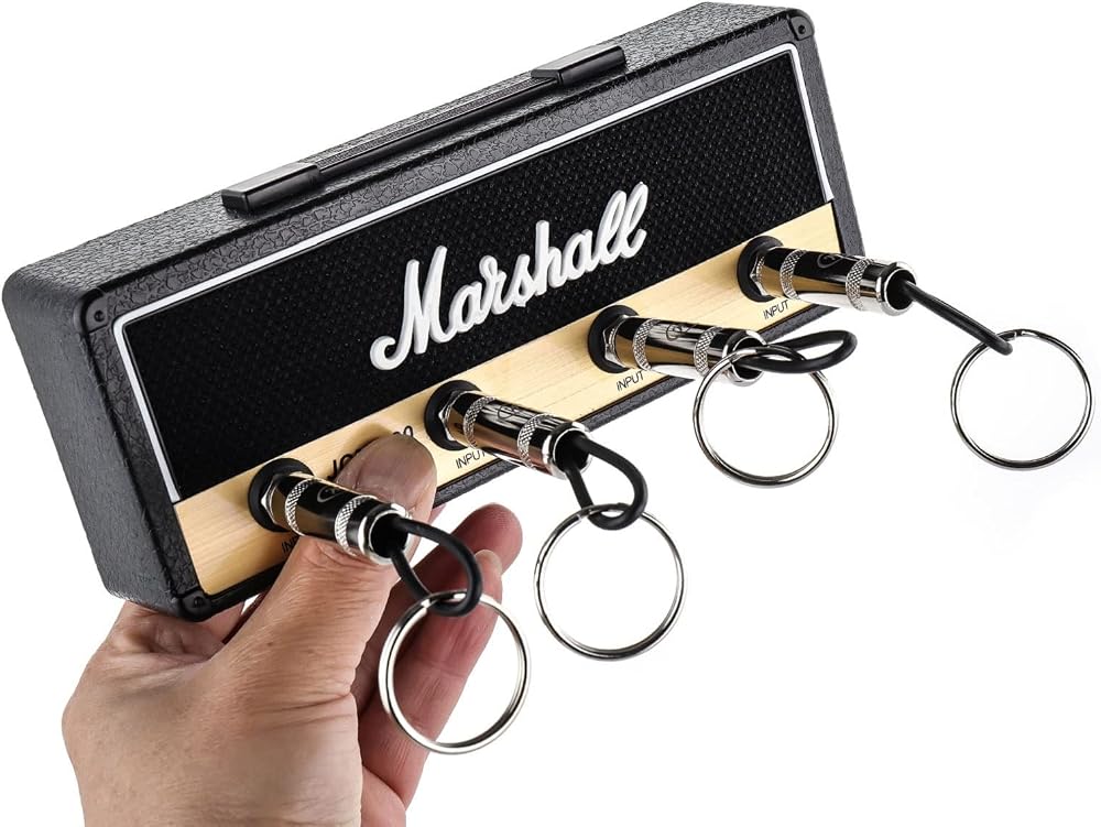 Youyijia Wall Mount Key Holder with 4 Guitar Keychains Musician Gift