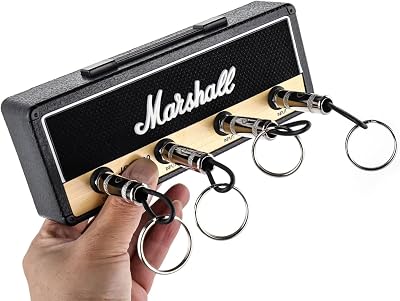 Youyijia Wall Mount Key Holder with 4 Guitar Keychains Musician Gift