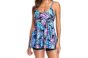 Firzero Womens Bathing Suits Tummy Control Swimdress Ladies One Piece Swimsuit Summer Floral Printed Swim Dresses 2024
