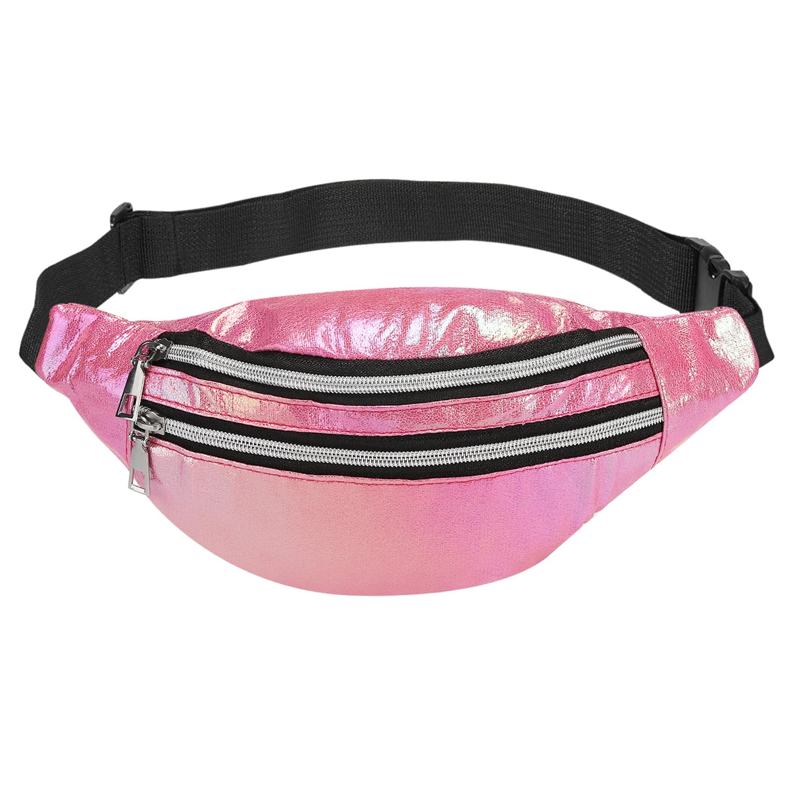 PATIKIL 80s Fanny Pack for Women, Adjustable Waist Bag 90s Fanny Pack for Party, Running, Dark Pink