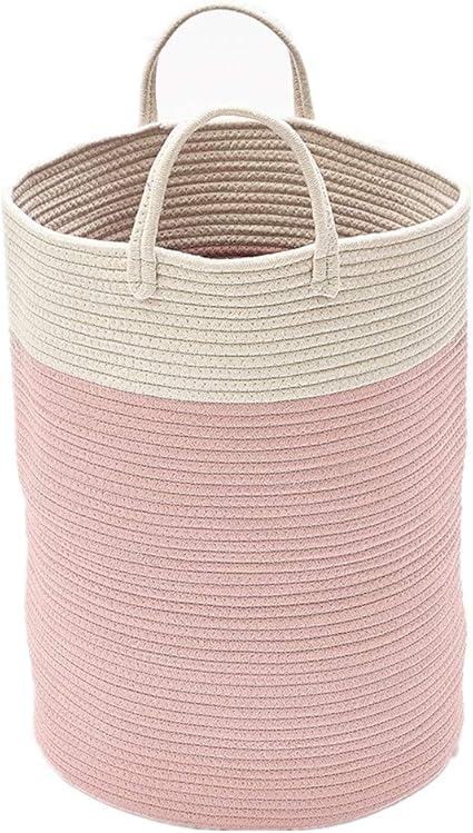 Zinsale Corbeilles A Linge En Corde De Coton Pom Pom Panier A Linge Lavable Et Lavable Pour Bebe Jouets Panier De Rangement Avec Poignee Rose Amazon Fr Cuisine Maison