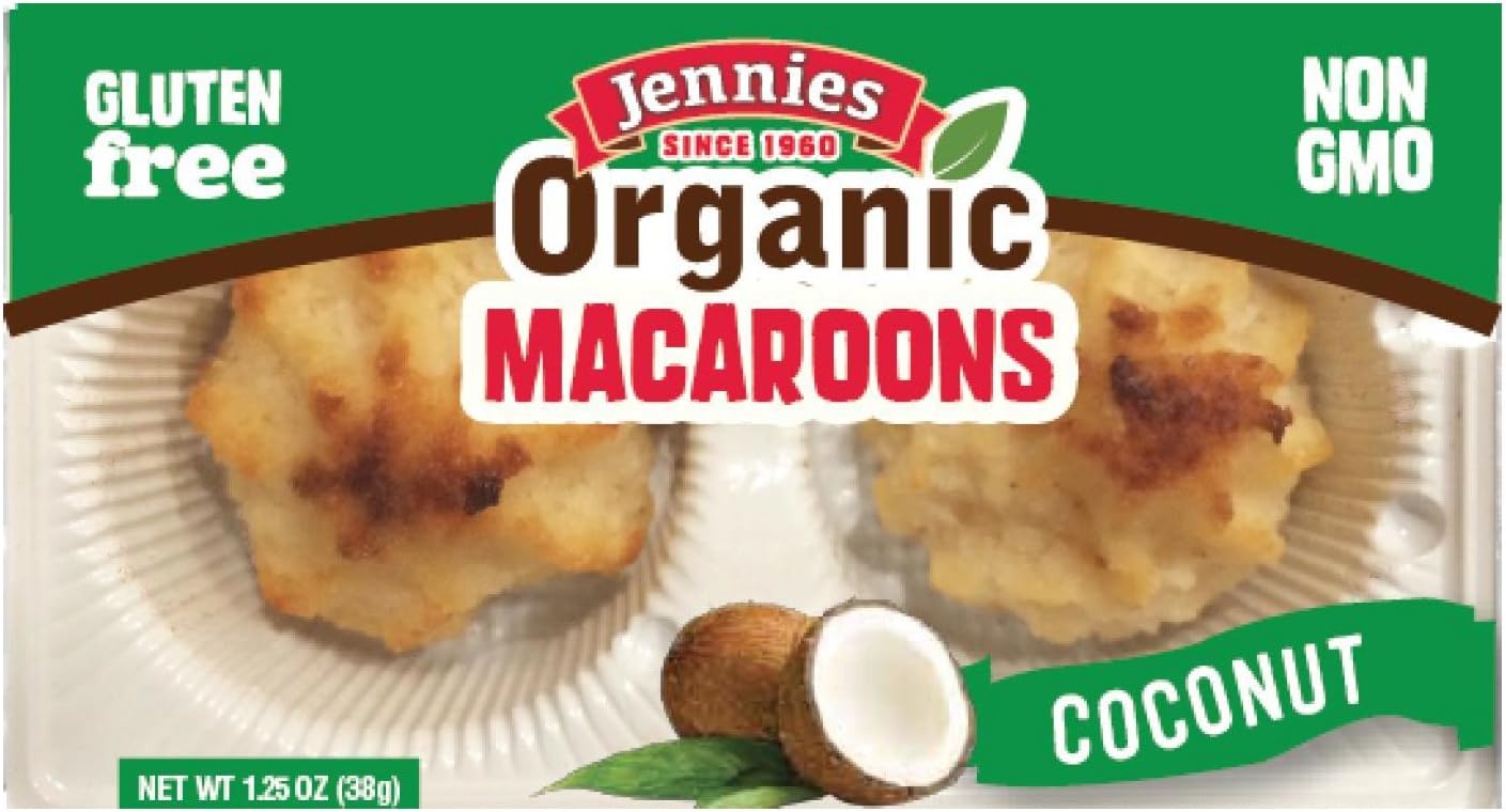 Jennies Organic Coconut Macaroons 24 x 2 Packs - Gluten Free, Kosher, Peanut Free, Dairy Free (Coconut)