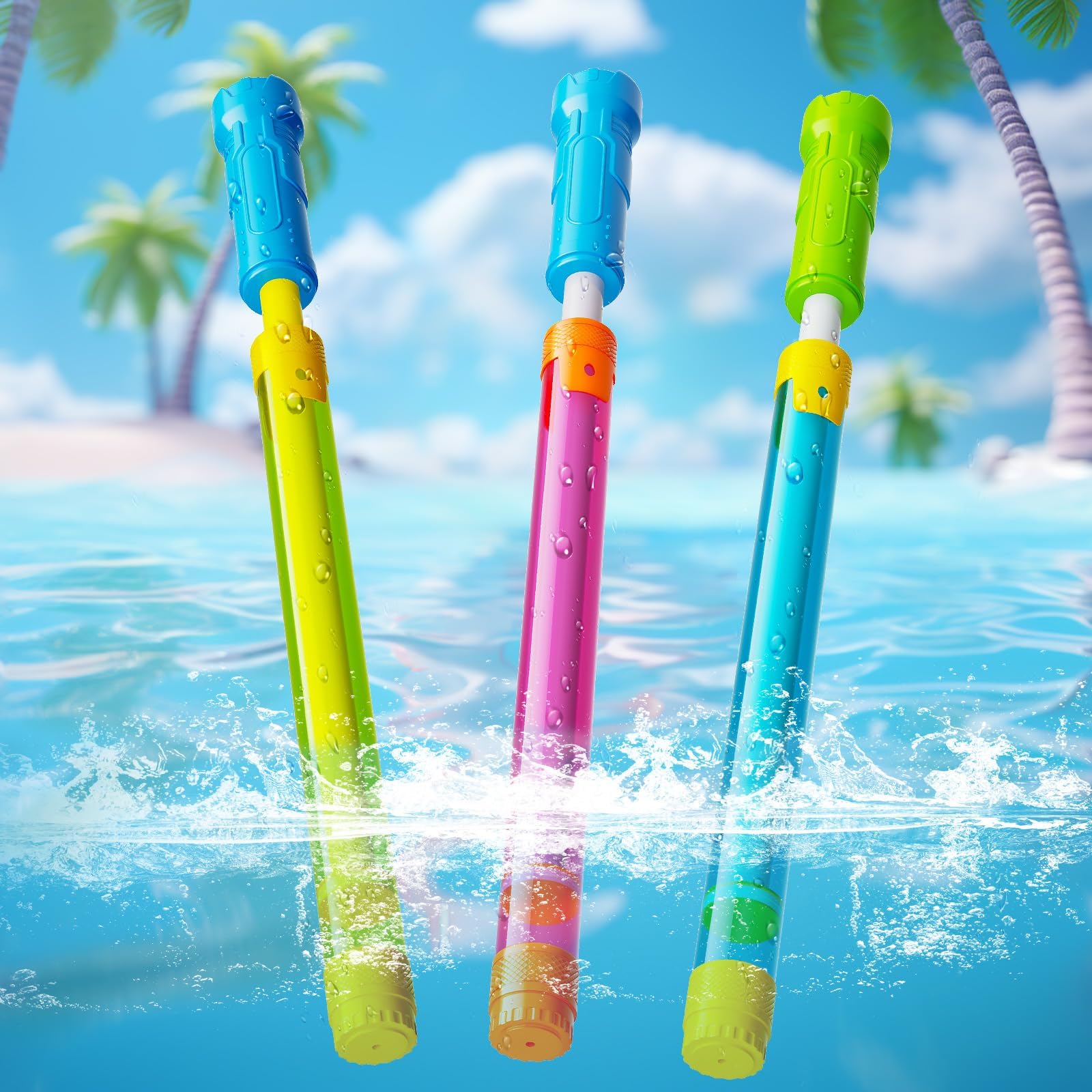 Water Gun Squirt Toys for Kids Adults: 3 PCS Outdoor Blaster Water Guns for Kids Age 3-4-5-8-12 Bulk - Fun Water Squirter Toy for Swimming Pool Beach Summer Outside Party Games