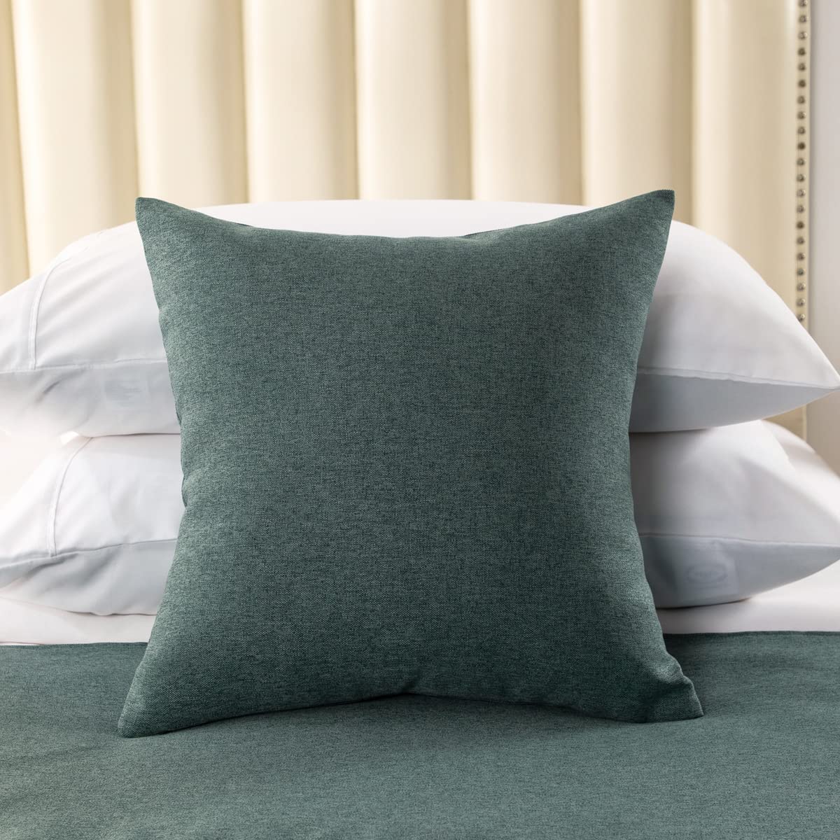 AMBERIS 2 Pillowcases (45×45cm)(Without Insert) Blue-Green, Soft No Fading Modern 2 Pillowcases (Without Insert)
