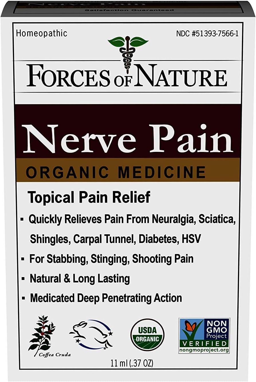 Forces of Nature -Natural, Organic Nerve Pain Relief (11ml) Non GMO, No Harmful Chemicals –Fast Acting Anti-Inflammatory Relief for Pain Associated with Sciatica, Diabetes, Shingles, Neuropathy: Health & Personal Care