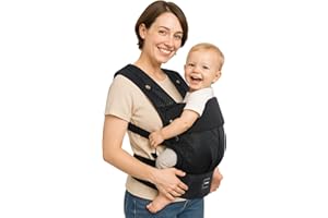 SAFOTAD Baby Carrier with Lumbar Support, Cozy Baby Carrier Newborn to Toddler with Adjustable Seat Size, Ergonomic Infant Carrier with 3-Way Carry, Front Facing Toddler Hodler Carrier for Mom & Dad, Black
