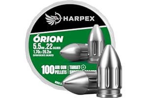 Harpex Orion .22 Cal Airgun Pellets – 26.2 Grain Heavy Design – 12 mm / .47 in Length – Maximum Impact & Knockdown Power – Premium Lead Pellets for Target Shooting, Small Game & Consistent Performance