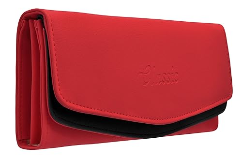 TAP FASHION Fancy Stylish Elegant Synthetic Handmade Womens Clutch (Red and Black, HB-2915-20-AB)