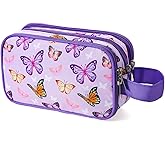 Vipdeal Kids Toiletry Bag for Girls, Travel Toiletry Bag for Little Young Girls Cosmetic Bag Makeup Bag Waterproof Hanging Wash Bag Toddler Toiletries, Butterfly Purple