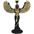 Ebros Gift Egyptian Goddess Isis Ra with Open Wings Statue 12" Tall Deity of Motherhood Magic Wisdom and Nature Home Decorative Sculpture Gods of Egypt Accent (Black and Gold)