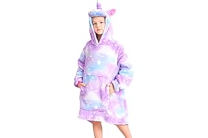 FZOSM Unicorn Wearable Blanket Hoodie for Girls Unicorn Oversized Hoodie for Kids