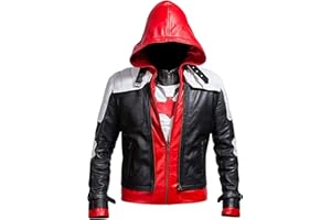 Lasumisura Replica Style Red Hood Men's Faux Leather Jacket + Vest