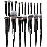 Bueart Design 19Pcs Professional Grade Labeled Makeup Brushes Set, Large Foundation Powder Contour Concealer eyeshadow Blush EyeLiner Make up Brushes,Premium Synthetic hair,Vegan Cruelty-free