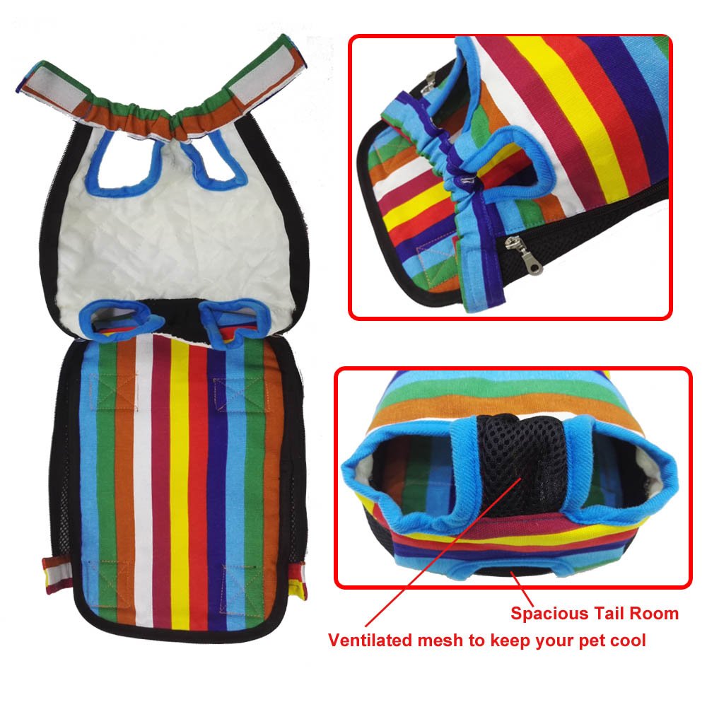 HANCIN Cat Carrier - Legs Out Front Cat Dog Carrier Backpack with Wide Straps and Shoulder Pads, Colorful Strips, Large