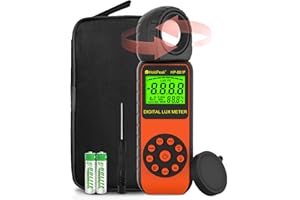 Lux Meter, High Precision Digital Light Meter, 1-400000 LUX Range with LCD Display, Rotatable Light Sensor, Professional Hand