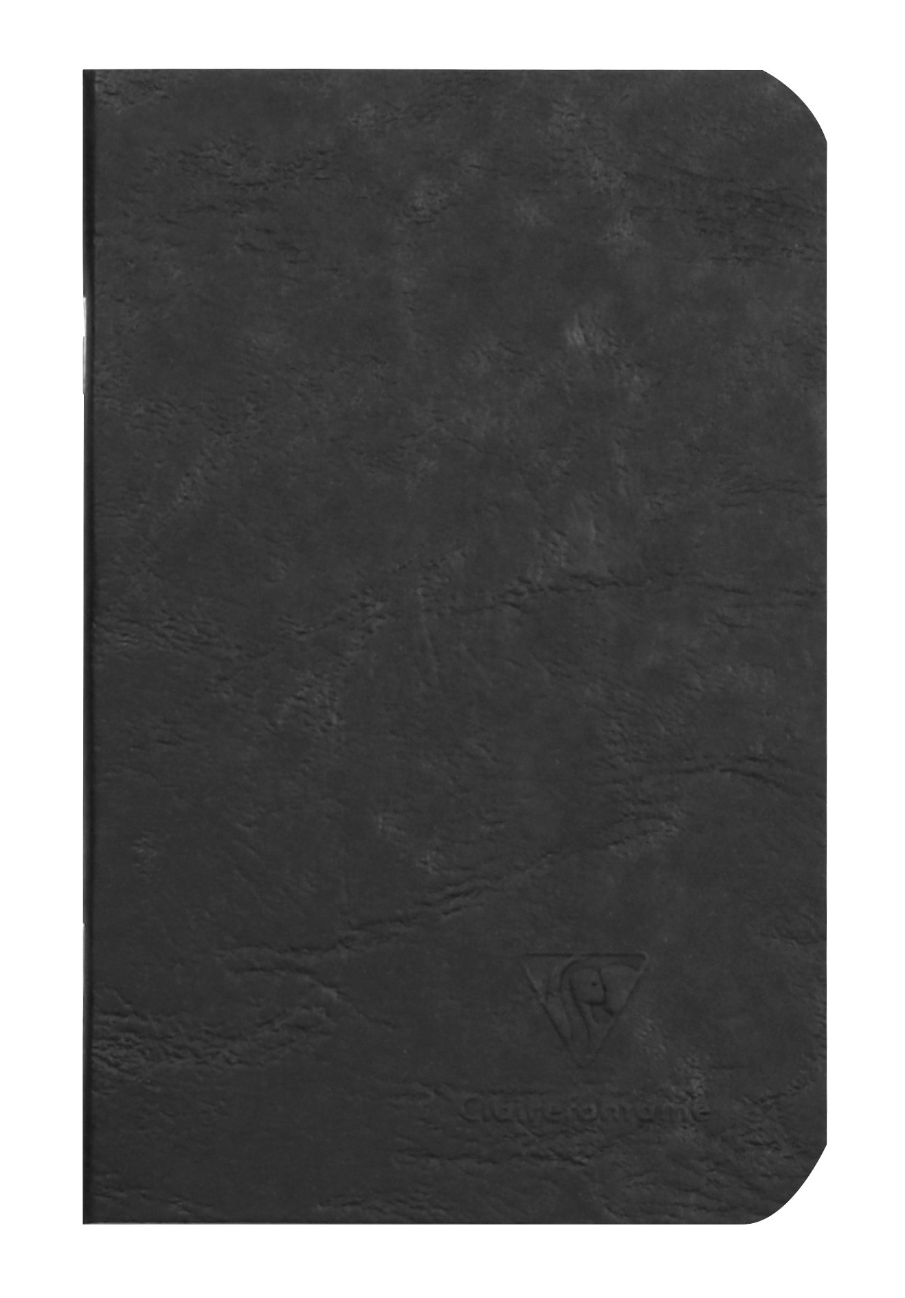 Clairefontaine 734101C Collection Age Bag A Black Stapled Notebook - 9x14 cm - 96 Plain White Pages - 90 gsm Paper - Leather Grain Glossy Card Cover