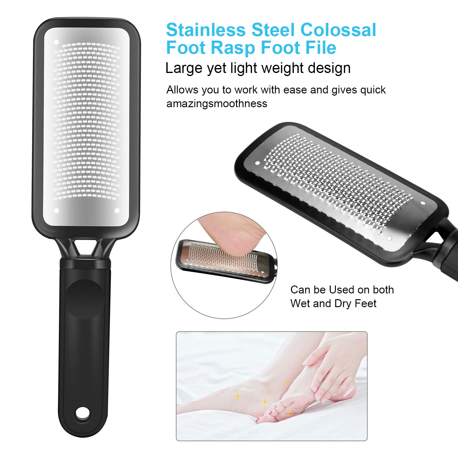Foot File Callus Remover 3 Pack Professional Pedicure Tools Stainless Steel Foot Rasp Dual Sided Foot File For Feet To Remove Hard Skin, Foot Scrub Care Tool : Beauty