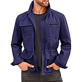 Runcati Mens Safari Jacket Military Casual Lightweight Jacket Windproof Multi Pocket Outdoor Fishing Coat