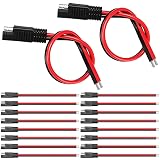 Frienda 8 Pack 12 Awg Connectors Cable Compatible with SAE 30cm 2 Pin Single Plug Disconnect Power Automotive Extension Cable for Motorcycles Cars Charger