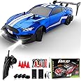 RC Drift Car 1:16 Scale Remote Control Car 4WD RC Car with LED Lights RTR 2.4GHz 30km/h High Speed Racing Drifting Toy Car for Adults Boys Girls Kids Gift 2Pcs Rechargeable Battery