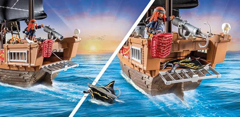 71530 Bateau Pirates - Prenez Le Large et embarquez pour Une Chasse au trésor en mer aux côtés des Pirates - Comprenant des canons, des projectiles et Un Ancre - Pirates - Dès 4 Ans