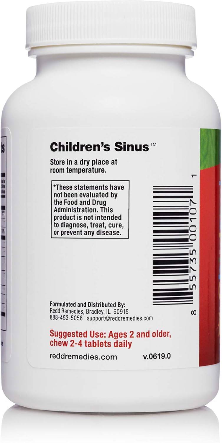 Redd Remedies - Children's Sinus Support, Natural Bronchial Support for Mucus Relief, 60 Chewable Tablets: Health & Personal Care