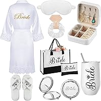 Mepase - 2 Pantuflas De Novia Con Inicial Personalizada Y Bata De Novia Para Novia, Regalo Para El Día De Boda (F,7-8) Color Blanco, Blanco, Talla única