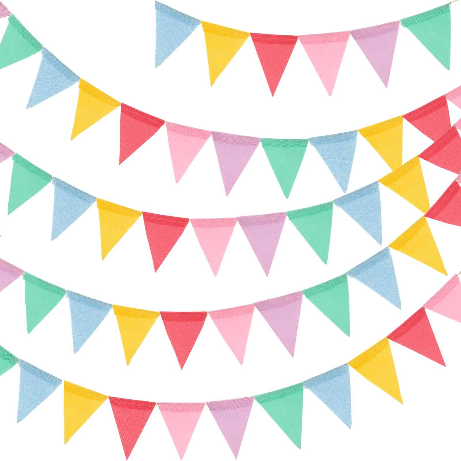 G2PLUS 48PCS Waterproof Burlap Bunting, 12M Pastel Outdoor Bunting Banner, Indoor & Outdoor Decor Garlands, Rainbow Colorful Bunting Flags for Garden Wedding Party Home Festival Decoration