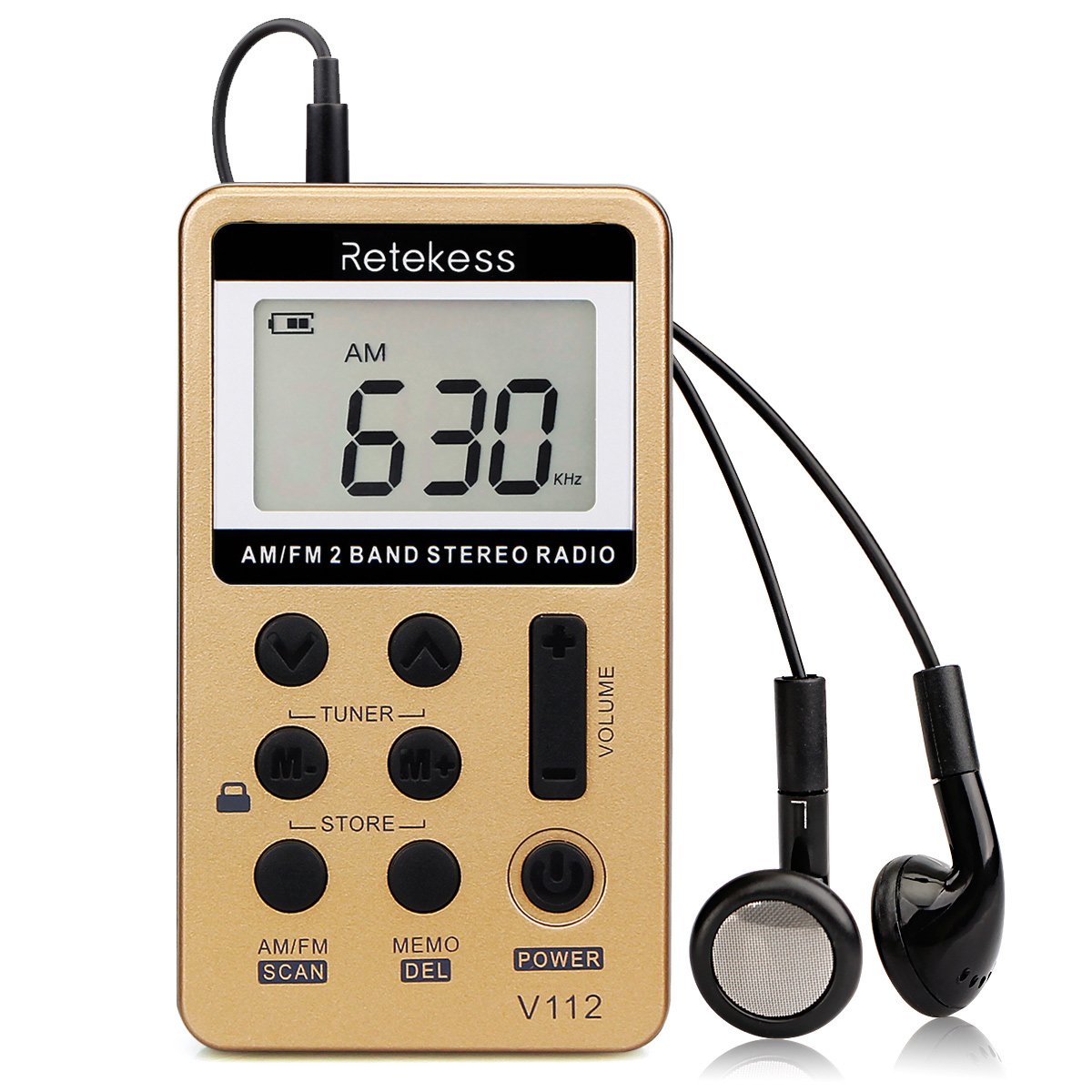 Oro Retekess V112 Tasca Radio Portabile Mini AM FM Ricevitore Personale con  Ricaricabile Batteria e Cuffie Lettori portatili audio e video Elettronica  berjaya.edu.my