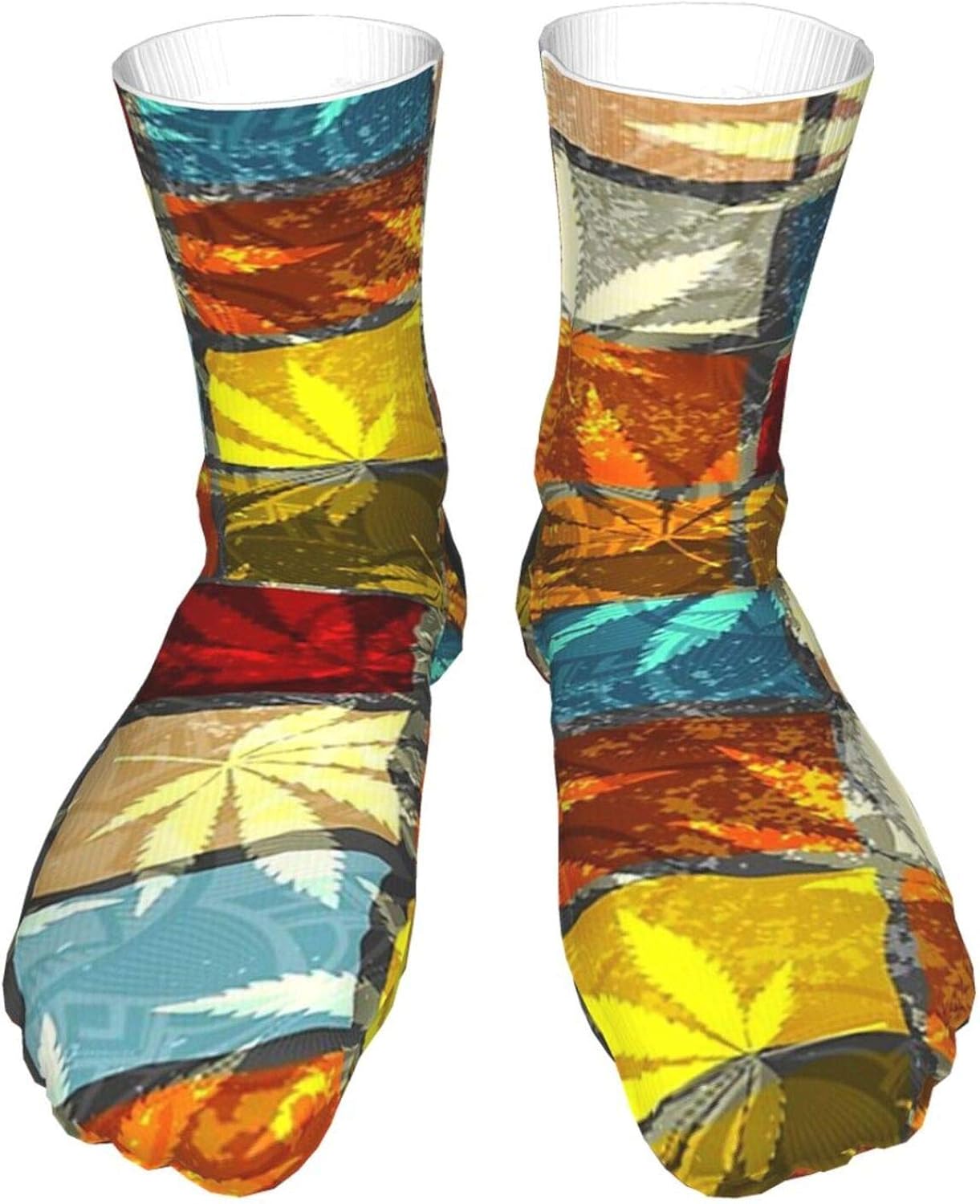 Thick Novelty Socks 40cm Vintage Marijuana Weed Leaf Colorful Casual 3D